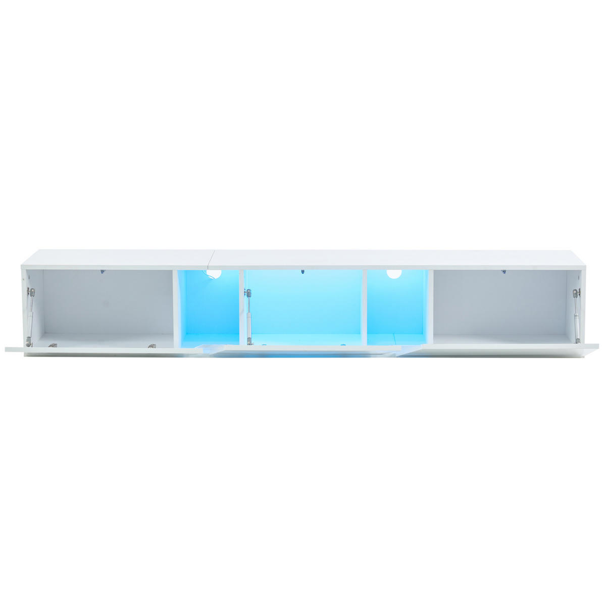 LOWBOARD Wand-TV-Schrank 180/35/30 cm aus Spanplatte mit LED-Beleuchtung und Hochglanzfront Weiß - Weiß, Holzwerkstoff (180/30/35cm) - Modenvie