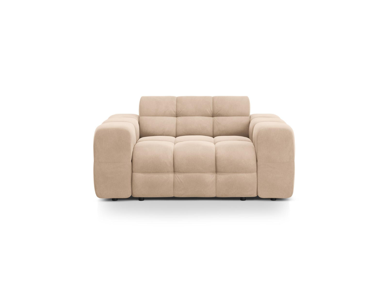 SOFA Kendal aus Samt mandelbeige 2 Sitzplätze - Beige, Textil (156/79/103cm) - Micadoni