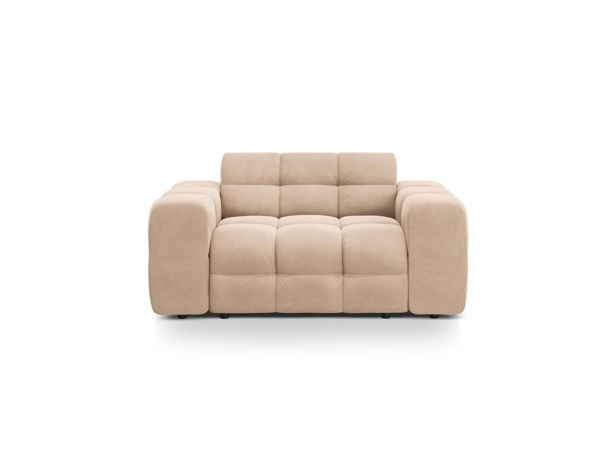 SOFA Kendal aus Samt mandelbeige 2 Sitzplätze - Beige, Textil (156/79/103cm) - Micadoni