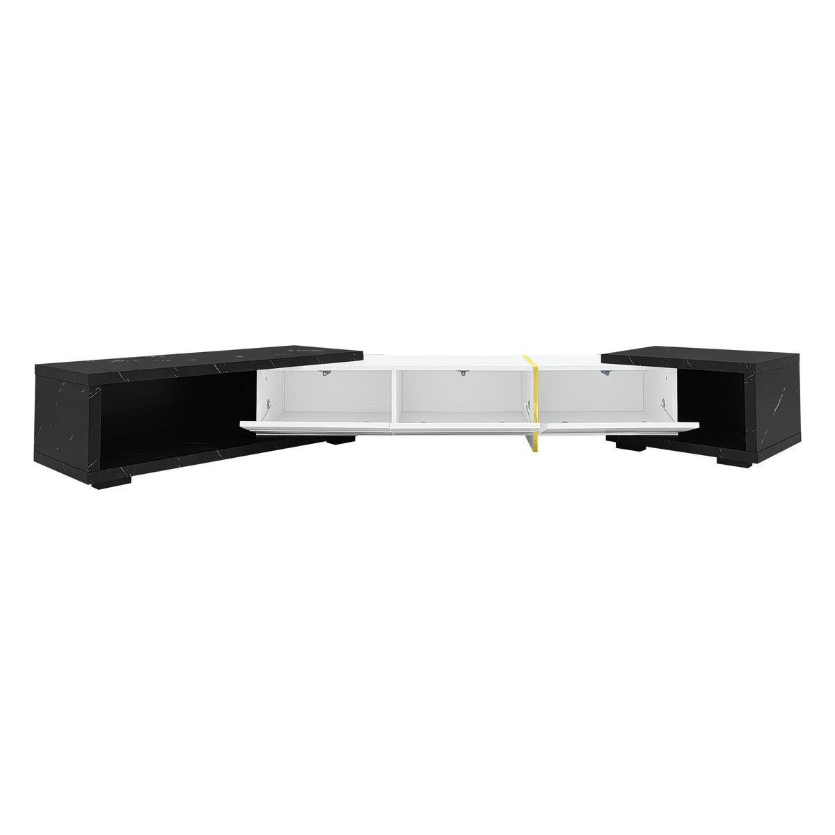 LOWBOARD DE-40554 Längenverstellbar mit Marmoroptik Weiß - Weiß, Holzwerkstoff (140/30/40cm) - ComfortXL