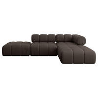 ECKSOFA modulares Sofa Kerru-L1 - 285x190x70 cm Braun Velours - Braun, Holzwerkstoff/Textil (285/190cm) - ALTDECOR