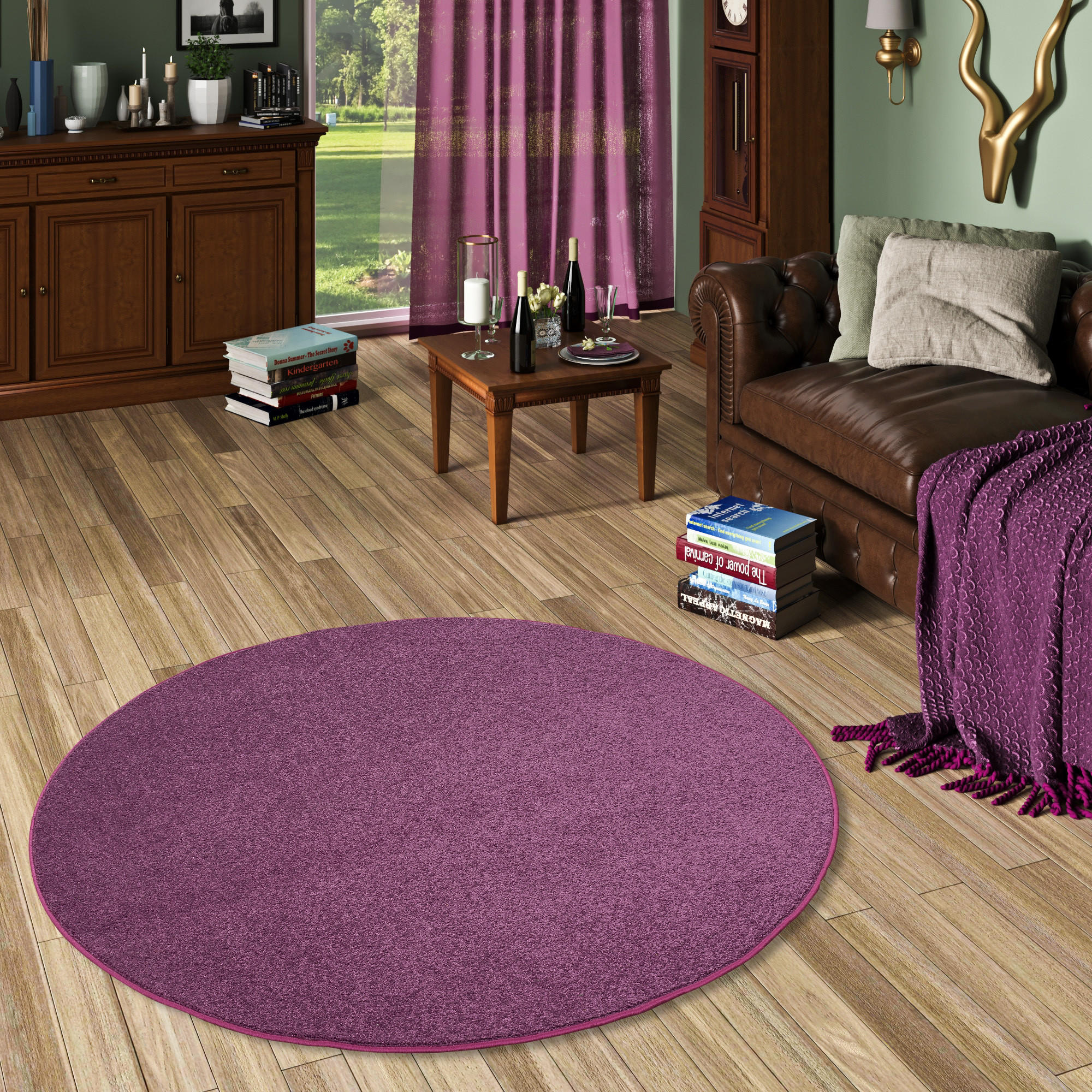 HOCHFLOR VELOURS TEPPICH LUNA RUND - Lila, Textil (200/200cm) - Snapstyle