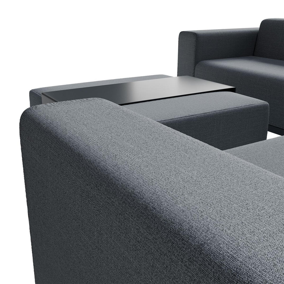 LOUNGEGARNITUR Sorano anthrazit inkl. Tabletts - Anthrazit, Metall - Juskys