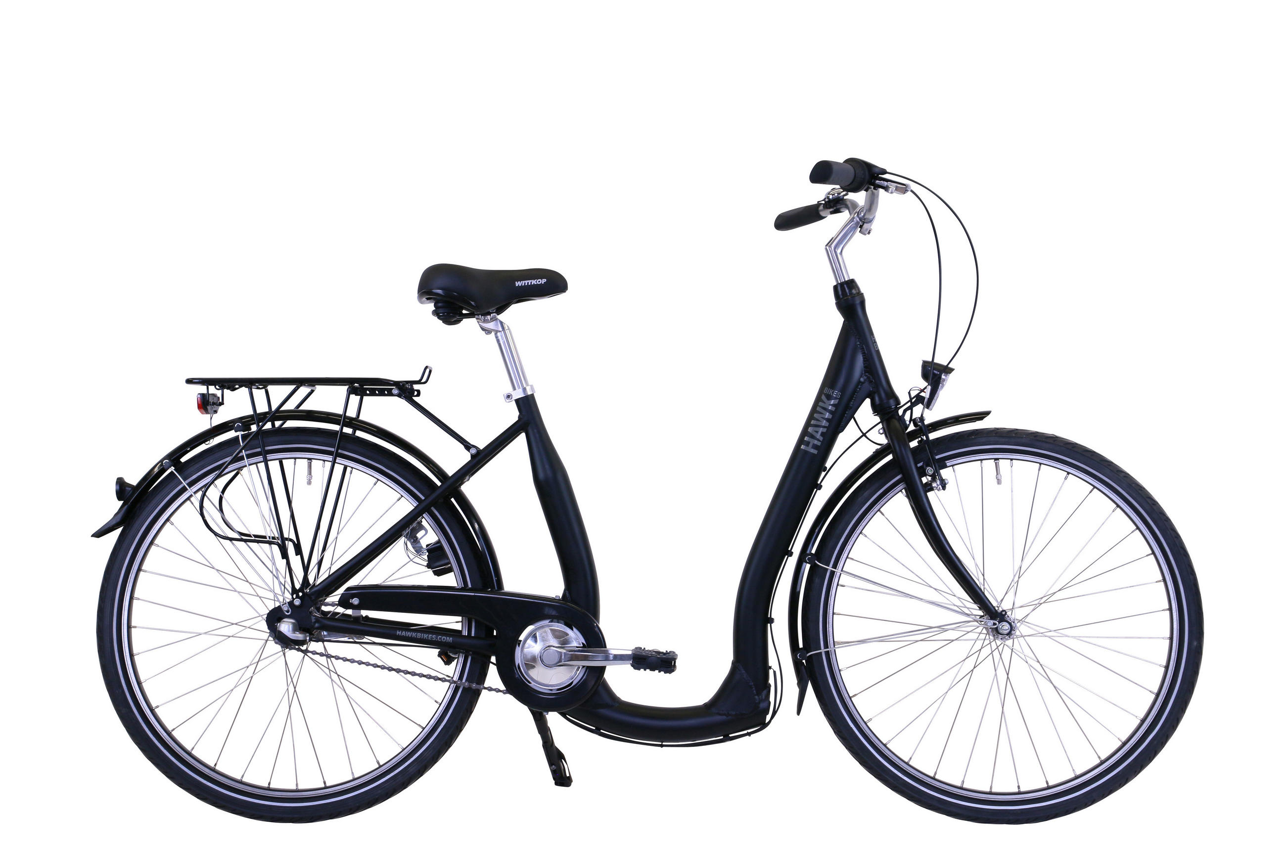CITYRAD City Comfort Premium Black 3 Gang 26 Zoll 44 cm & 28 Zoll 46 cm - Schwarz, Metall (48cm) - Hawk Bikes