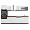 KÜCHENZEILE R-Line Weiß/Anthrazit 300 cm mit Hochschrank, AP Eiche - Anthrazit/Weiß, Holzwerkstoff (300/81.6/60cm) - Vicco