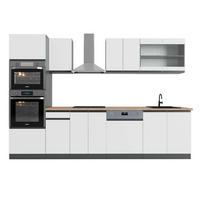 KÜCHENZEILE R-Line Weiß/Anthrazit 300 cm mit Hochschrank, AP Eiche - Anthrazit/Weiß, Holzwerkstoff (300/81.6/60cm) - Vicco