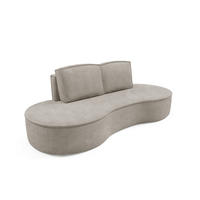 SOFA Molly – Freistehendes halbrundes Designsofa mit zwei eleganten, abnehmbaren RückenKissen, Curio Stoff, Größe: 234x101x88 cm, Esche - Silberfarben, Holz/Textil (234/88/101cm) - DomoHome