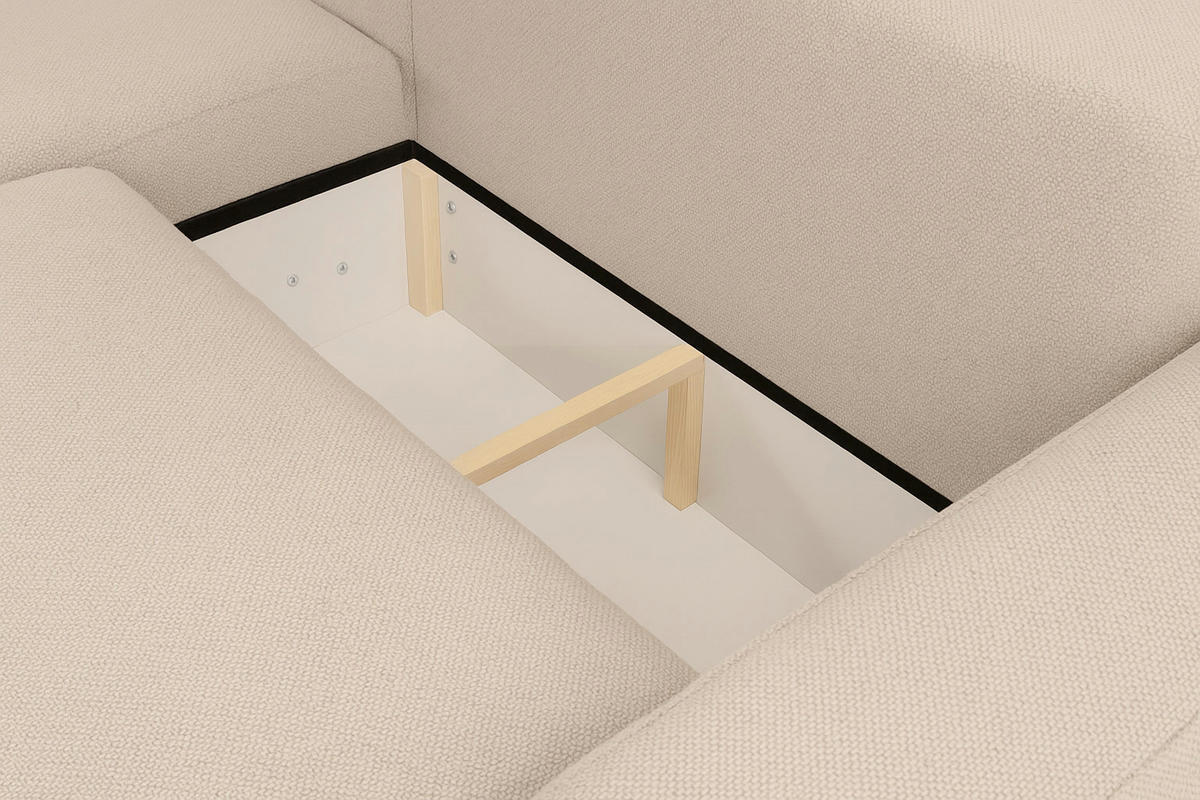 ECKSOFA LUNA mit Bettkasten und Schlaffunktion, Beige - Beige, Textil (195/271cm) - KS Home Concept