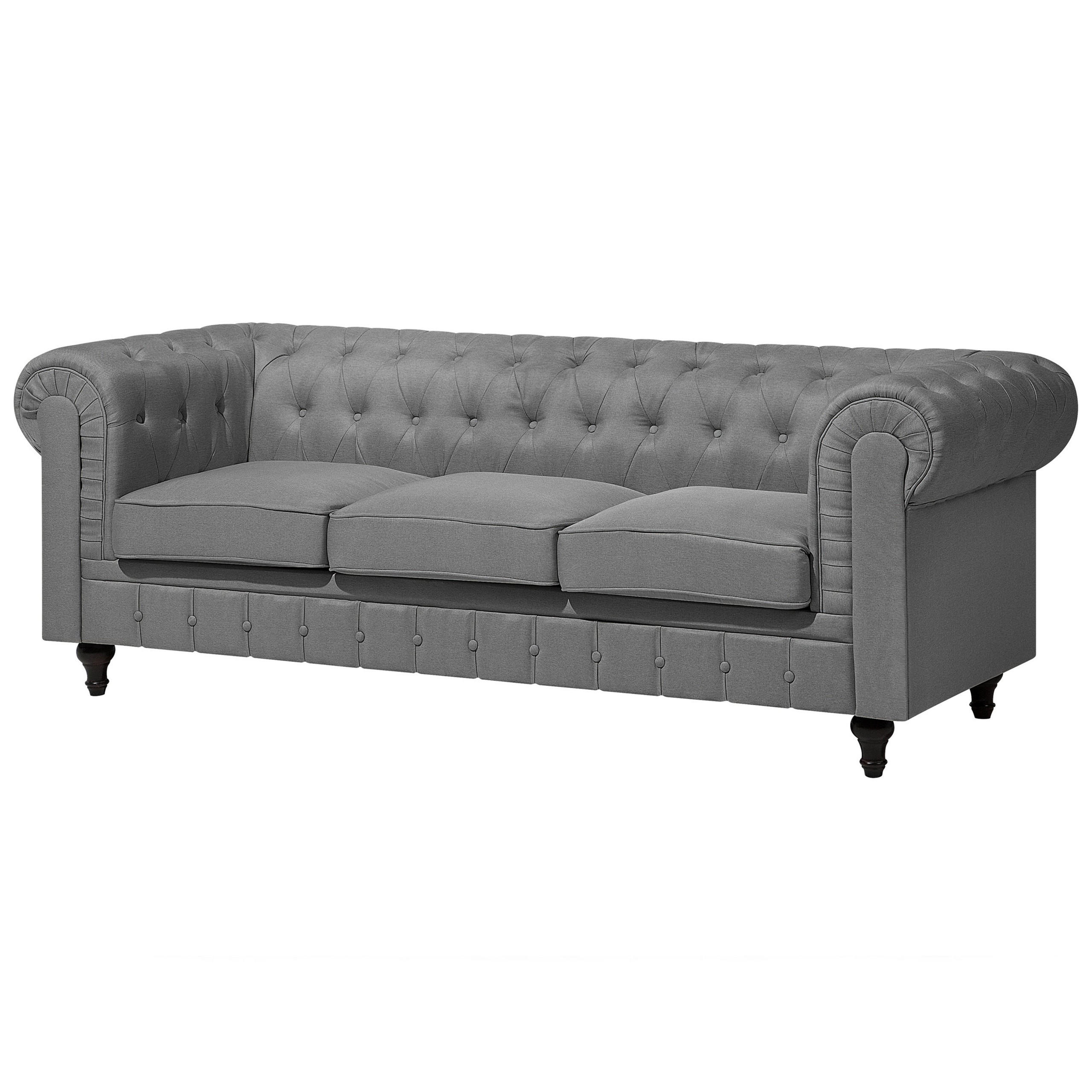 4-SITZER SOFA SET Polyester Hellgrau Chesterfield - Grau, Textil (222/79/85cm) - Beliani