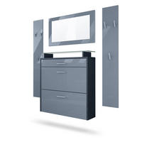 GARDEROBE Malea Fronten in Grau Hochglanz - Grau, Holzwerkstoff (180/180/23cm) - Vladon
