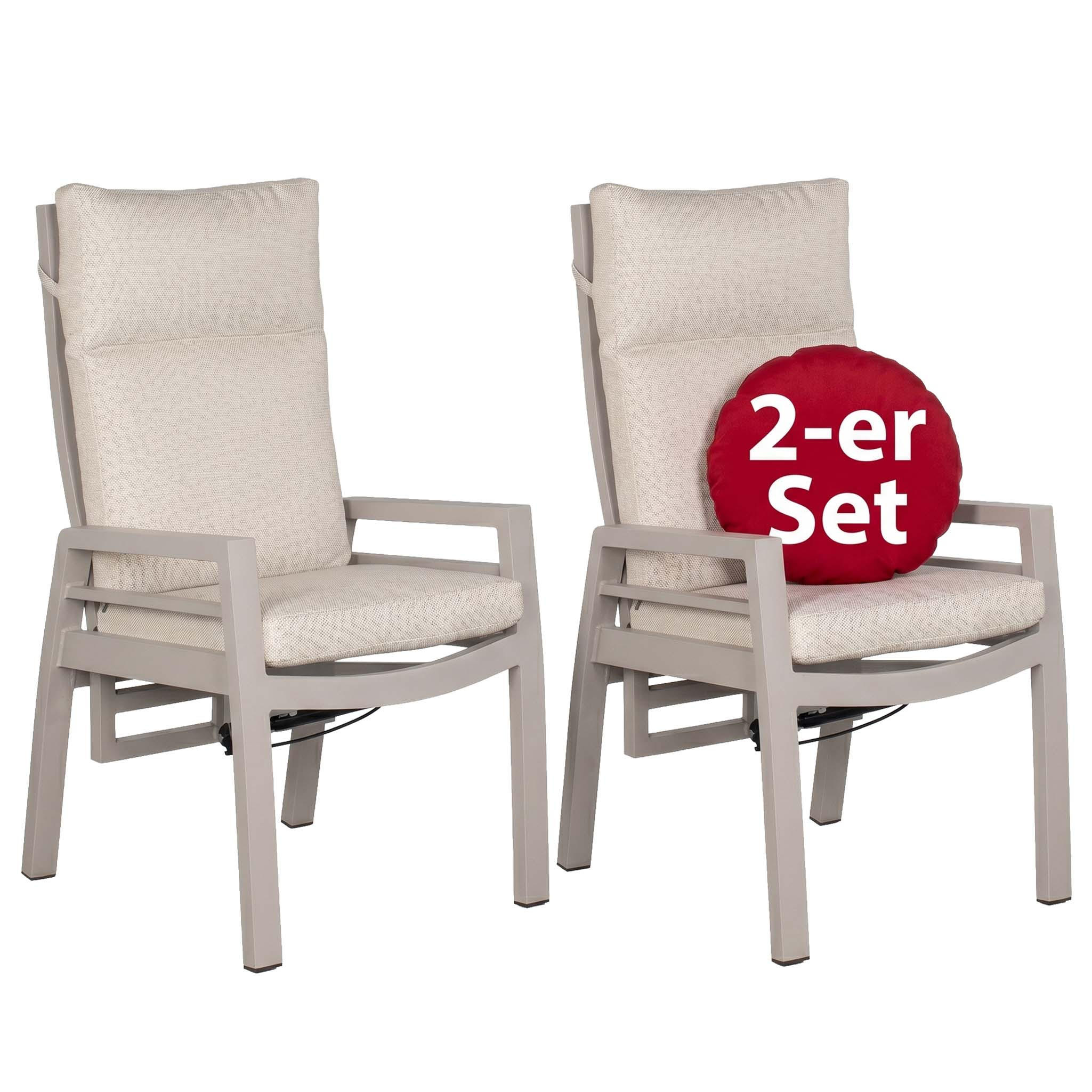 GARTENSTUHL Sevilla 2er Set - Beige, Metall (60/109/67cm) - Mr. Deko