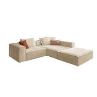 ECKSOFA CARMO Beige Flachgewebe - Beige/Schwarz, Kunststoff/Textil (306/191cm) - KAWOLA
