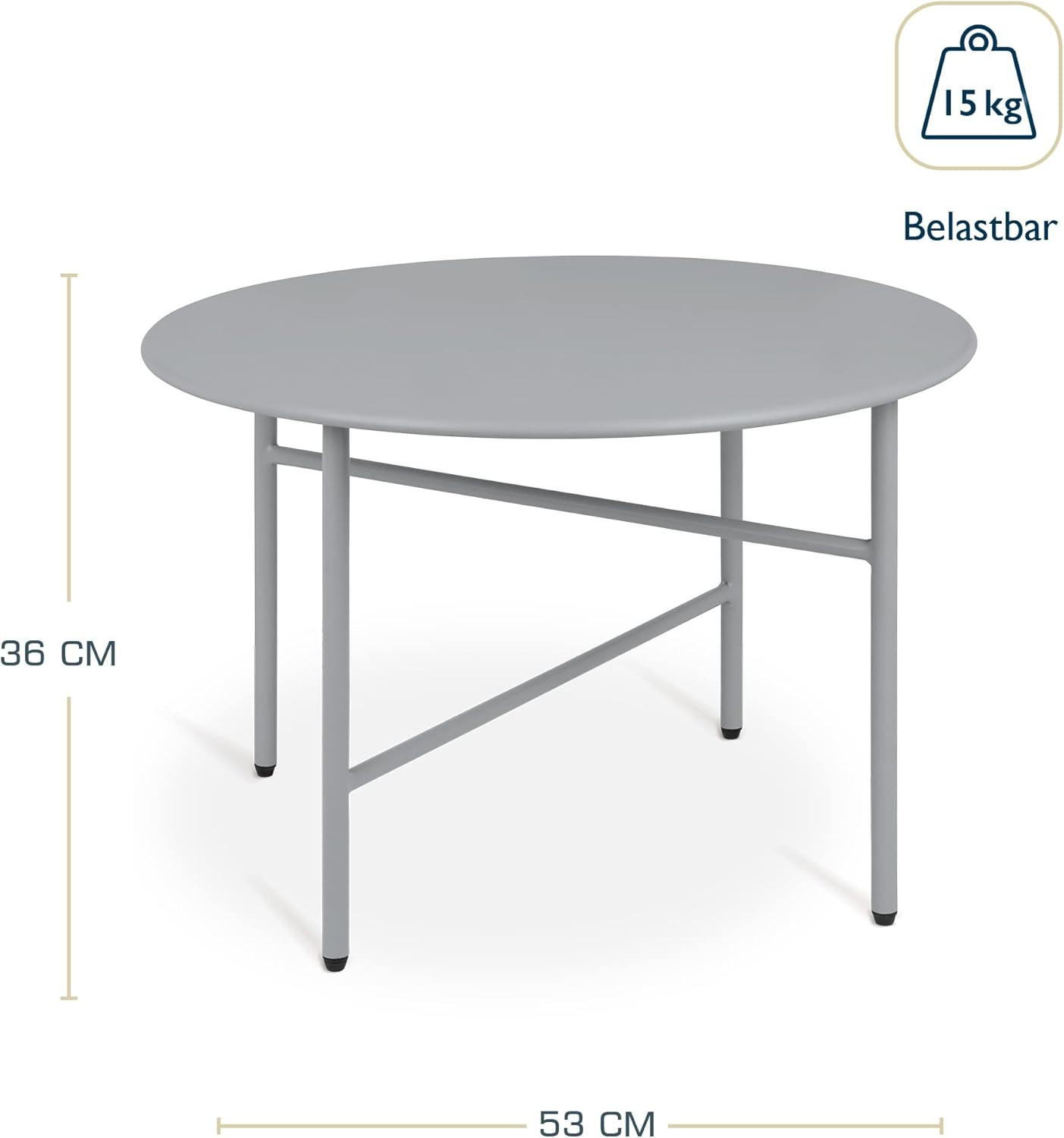 BEISTELLTISCH Finn 44/46 cm und 53/36 cm Grau (2tlg) - Grau, Metall (0.1/53/36cm) - BoMoe
