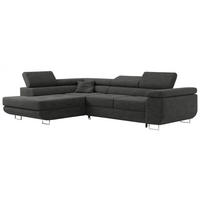 ROHOVÁ SEDAČKA GUSTAW L - Tmavě šedá Bouclé - Pravá Strana - stříbrná/tmavě šedá, kov/textil (205/275cm) - MKS