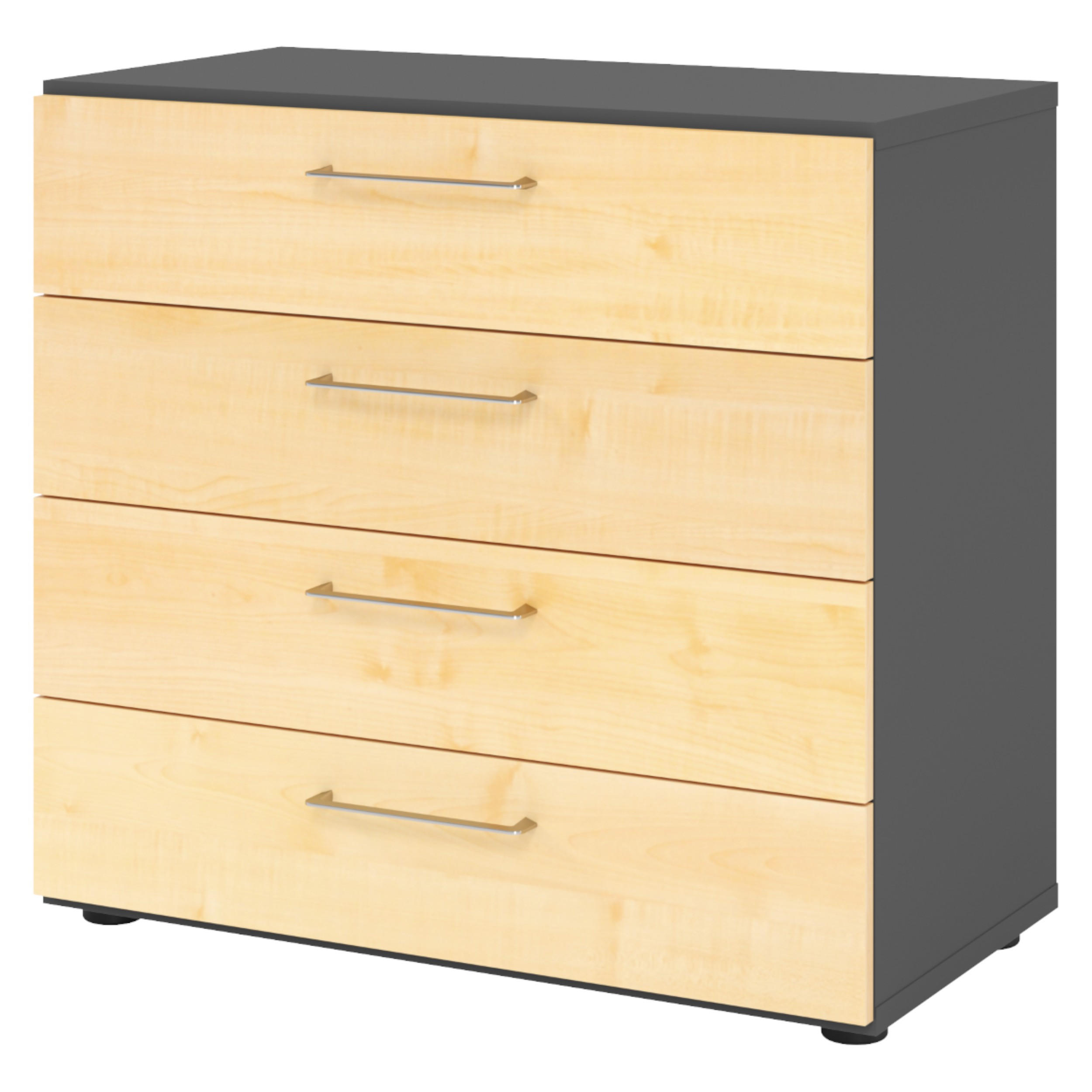 bümö Schubladenschrank Graphit, Ahorn 80x74.8x42 cm