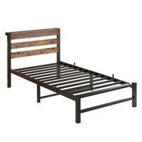 METALLBETT 90/200 cm Braun mit LED-Beleuchtung, USB-Ladestation und Stauraum unter dem Bett - Braun, Metall (90/200cm) - Oxeza