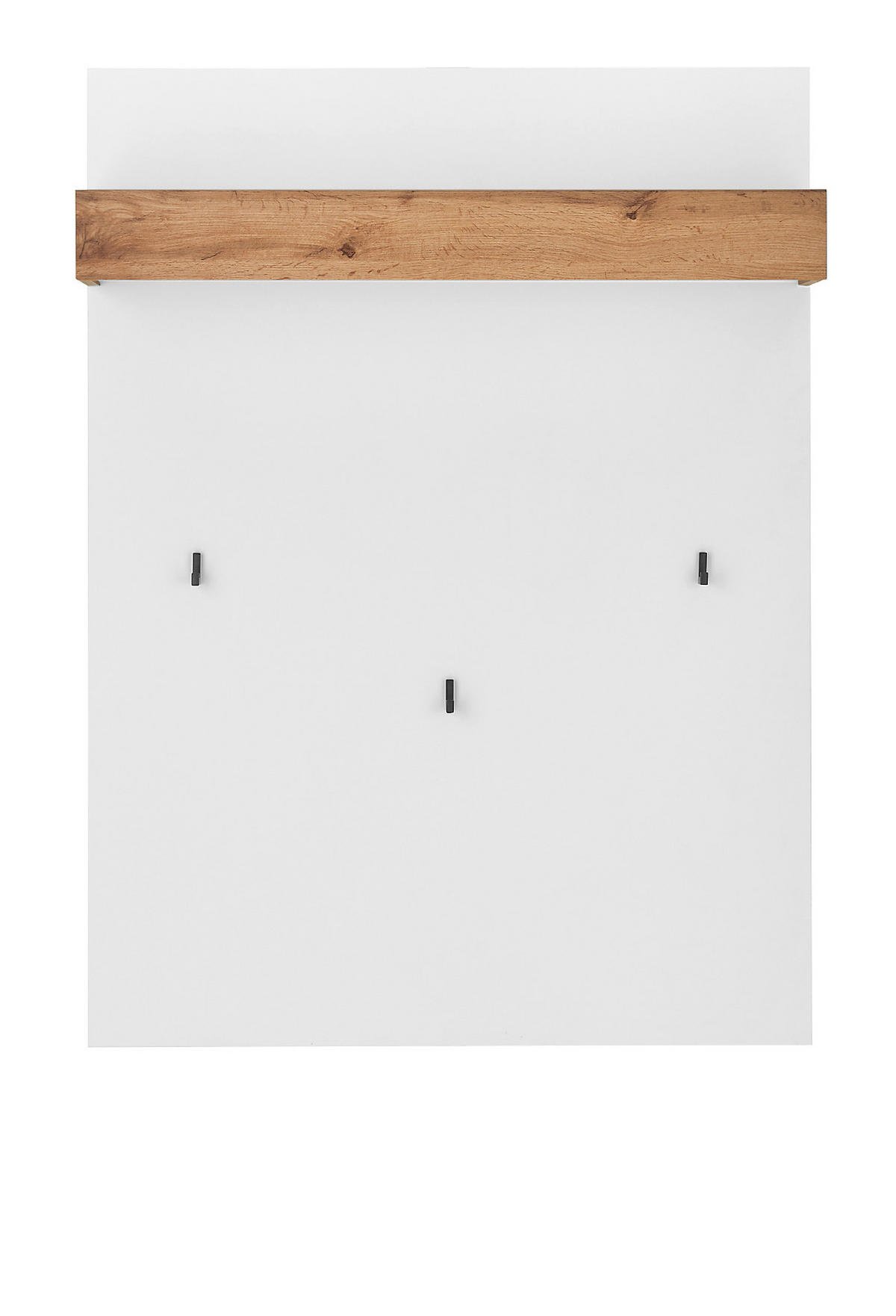 GARDEROBENPANEEL weiß, Eiche Wotan 100 cm, Wandgarderobe mit Kleiderstange - Weiß, Holzwerkstoff/Metall (100/135/25cm) - Furn.Design