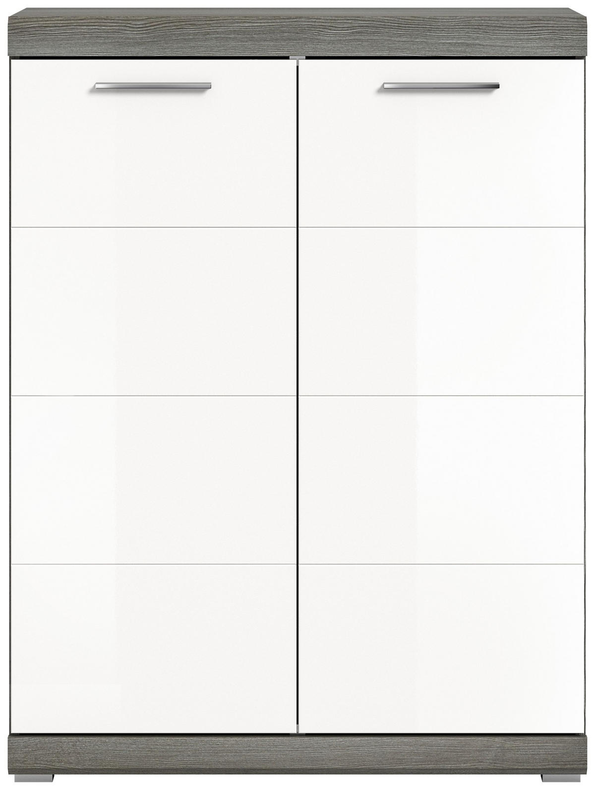 SCHUHSCHRANK Scout Garderobe in Rauchsilber Nb. und weiß hochglanz B/H/T: 90x120x37 cm - Silberfarben, Holz (90/120/37cm)