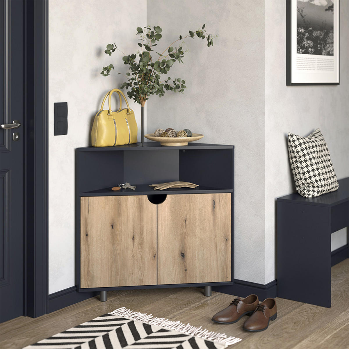 KREDENC Inaro Antracit/dub - antracitová, kompozitní dřevo (79/76/27.2cm) - Vicco