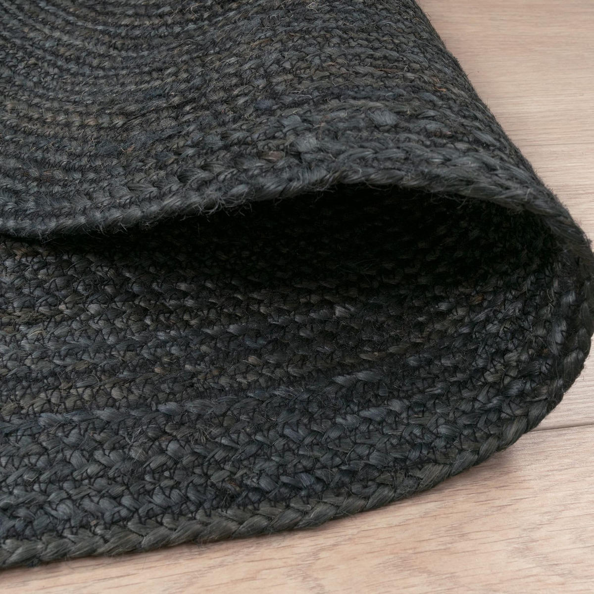 FLACHWEBETEPPICH Cutout Anthrazit Ø 80 cm - Anthrazit, Naturmaterialien (80/80cm) - TT Home