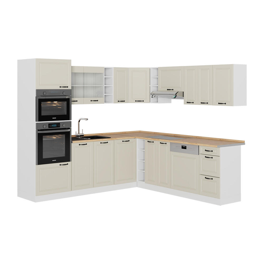 Vicco Eckküche Beige, Weiß 247x206.8x60 cm