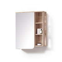 ZRCALNA OMARICA Marano, Sonoma/Bela, 60 x 75 cm z 2 predaloma - bela/hrast sonoma, leseni material (60/75/20cm) - Livinity®
