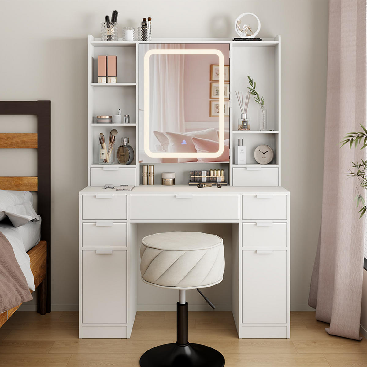 TOALETNÍ STOLEK Solea Bílá - bílá, kompozitní dřevo (105/156/40cm) - Vicco