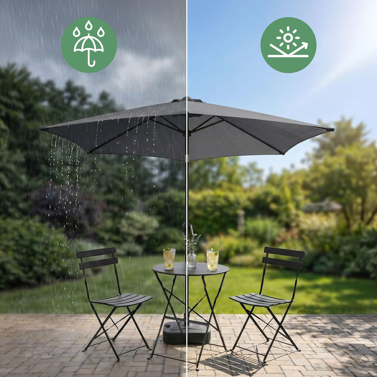 SONNENSCHRIM Grau 235/270 cm - Schwarz/Grau, Metall (270/270cm) - Akord