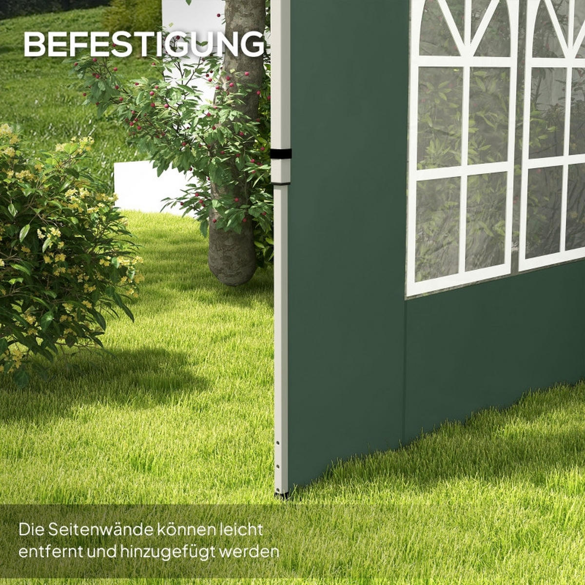 PAVILLON SEITENWÄNDE 2er Set 3x3 3x4 m Fenster grün - Grün, Kunststoff (1/195/295cm) - Fortuna Lai