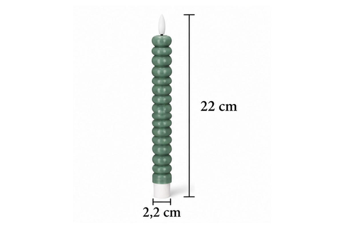 LED-KERZENSET Ø2,2x22 cm, Dunkelgrün - Dunkelgrün, Naturmaterialien (2.2/2.2/22cm) - dasmöbelwerk