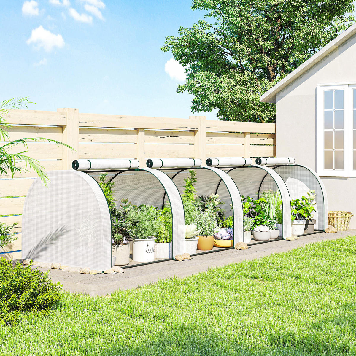 GEWÄCHSHAUS aus PE Stahl Weiß - Weiß, Metall (100/80/395cm) - Outsunny