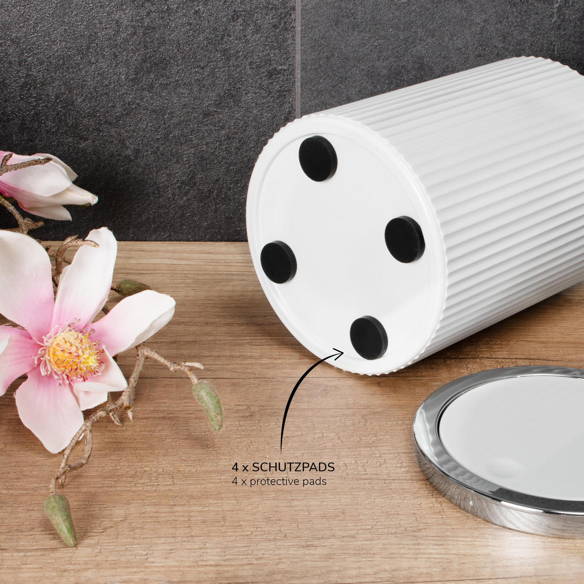 KOSMETIKEIMER 2er-Set, GAVELLO weiß, Kunststoff - Weiß, Kunststoff (12.5/16.3/12.5cm) - bremermann