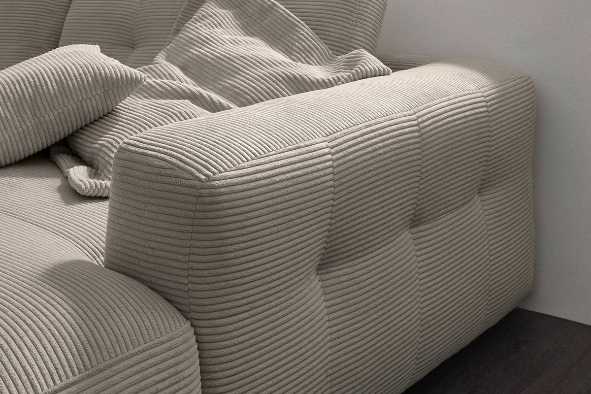 ECKSOFA XL MIKA Grau Cord - Greige/Schwarz, Kunststoff/Textil (296/167cm) - KAWOLA