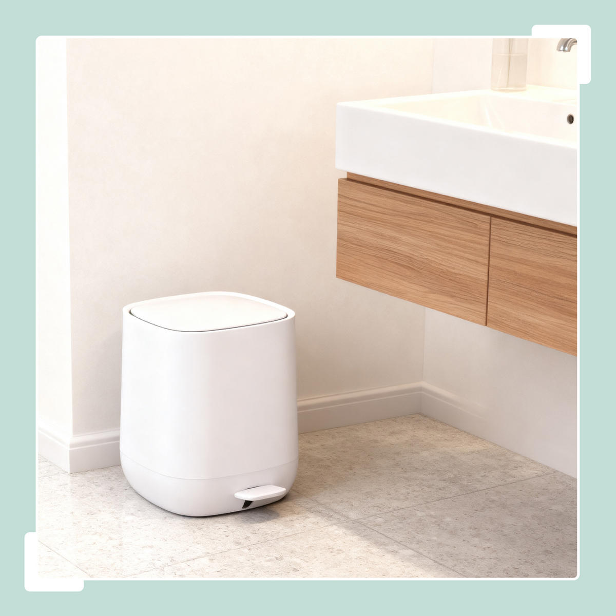 BAD-MÜLLEIMER - Weiß, Kunststoff/Metall (21.5/25/21.5cm) - Relaxdays