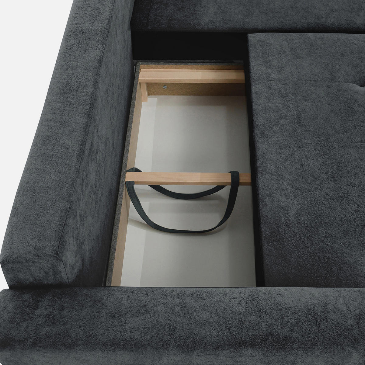 ECKSCHLAFSOFA Verona mit Bettkasten und universeller Ottomane 240 cm, Dunkelgrau - Dunkelgrau, Textil (240/148cm) - Beautysofa