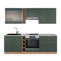 KÜCHENZEILE Fame-Line Grün-Gold Landhaus/Goldkraft Eiche 235 cm , AP Marmor - Honigeiche/Grün, Holzwerkstoff (235/206.8/60cm) - Vicco