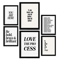 POSTER Set Mit 6 Ermordung Von Zitat In Vielseitiger A3 & A4 Schwarzer Rahmen - Schwarz, Papier (29/3cm) - Nacnic