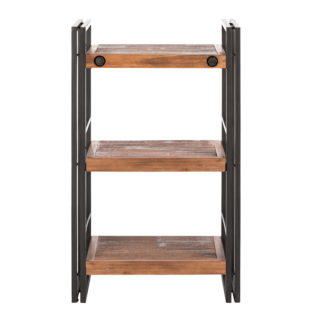 REGAL - 2 Fächer, Akazie massiv / Metall - Akaziefarben, Holz (60/100/35cm) - home24
