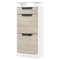 SCHUHSCHRANK Fiesta Eiche sägerau / Schwarz Hochglanz - Eiche San Remo, Holzwerkstoff (46/104/23cm) - Vladon