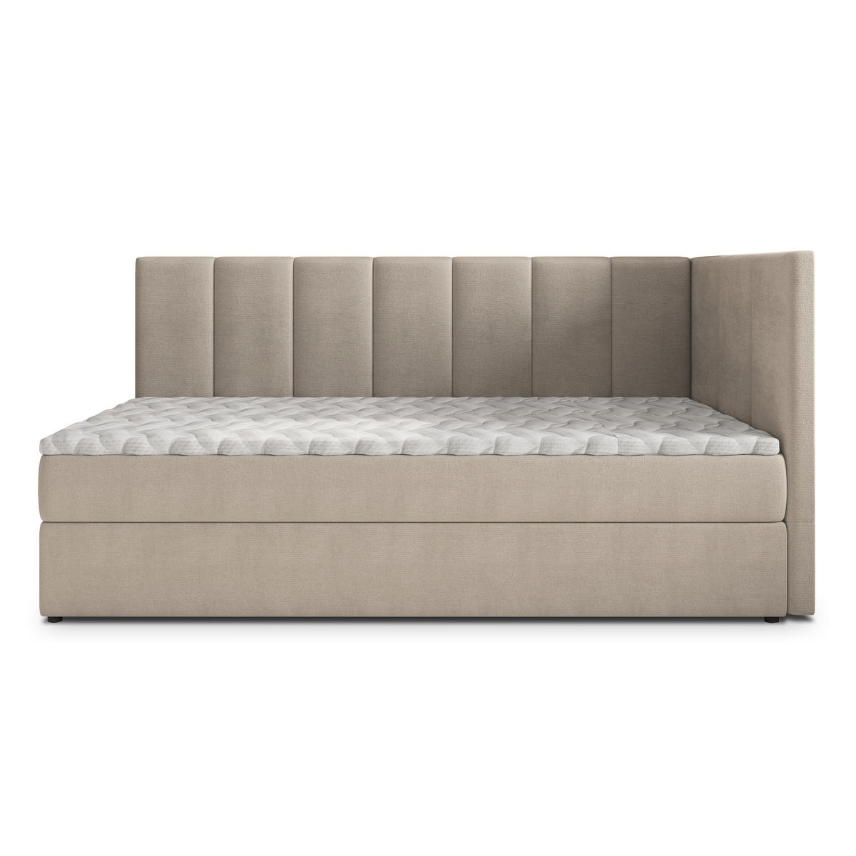 BOXBETT BEVE 80x200 cm mit Matratze und Topper, H2+H3 - Beige - Beige, Holz (80/200cm) - MASSENO