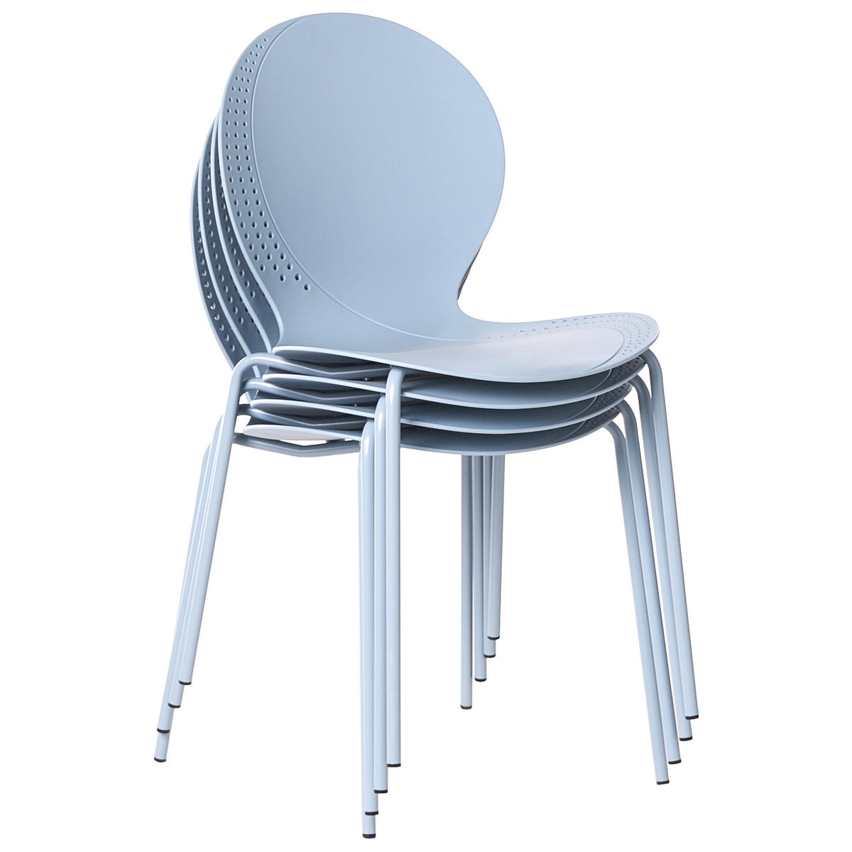 GARTENSTUHL 4er-Set stapelbar Hellblau Milos - Hellblau, Kunststoff (45/80/48cm) - Beliani