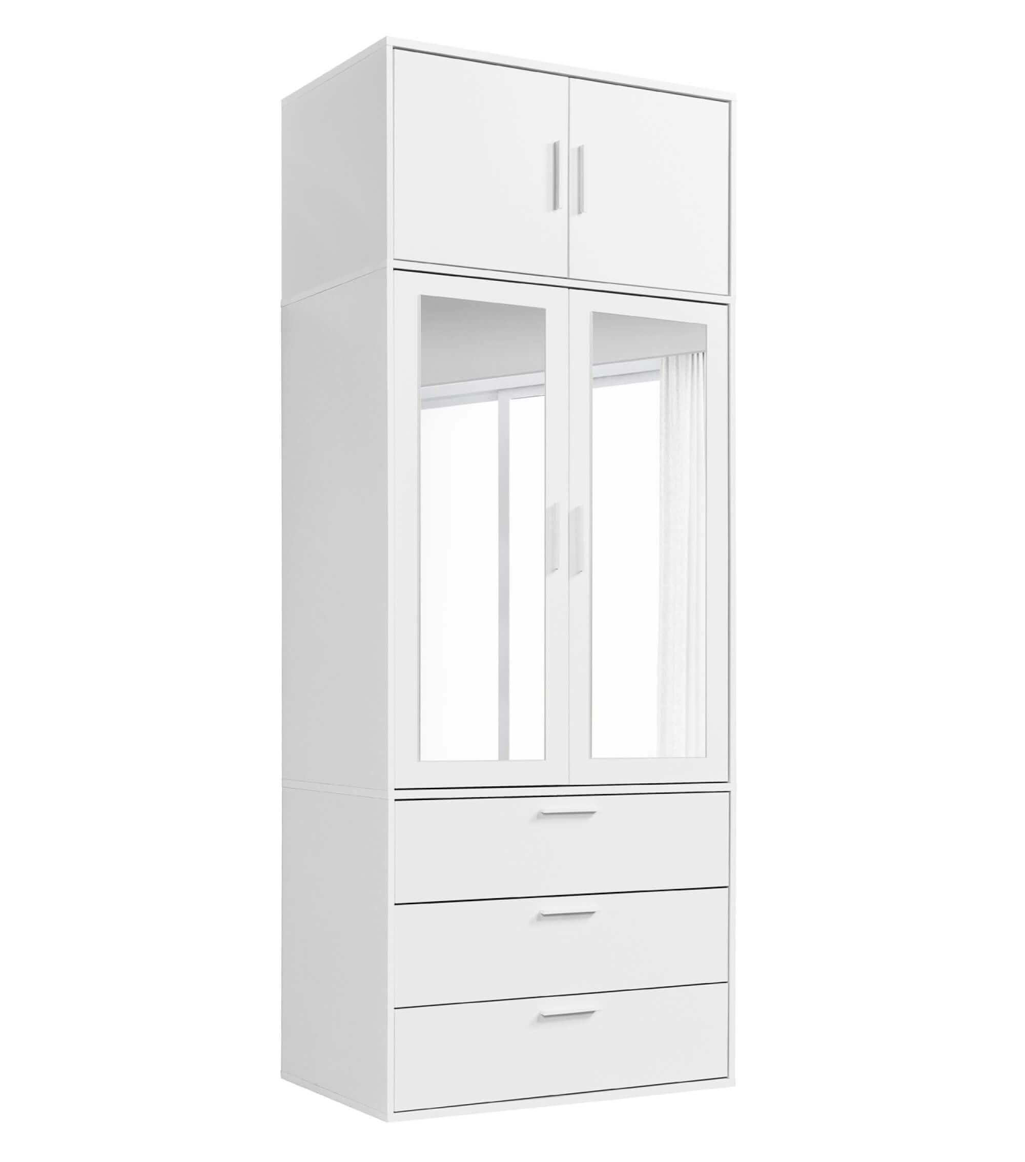 KLEIDERSCHRANK mit Spiegel Der Grenzenlose - Weiß, Holzwerkstoff (90/234/58cm) - Mokebo