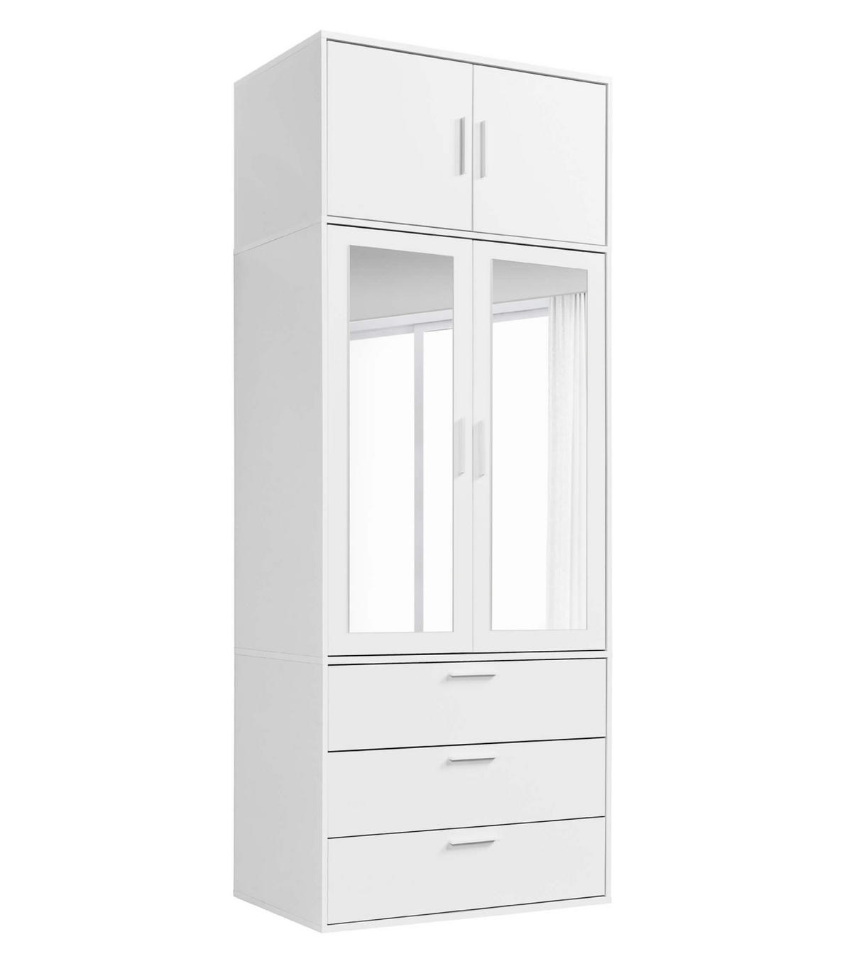 KLEIDERSCHRANK mit Spiegel Der Grenzenlose - Weiß, Holzwerkstoff (90/234/58cm) - Mokebo