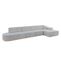 ECKSOFA Ottomane Rechts IREA-L3 - 412x165x80 cm Grau - Grau, Holzwerkstoff/Textil (412/165cm) - ALTDECOR
