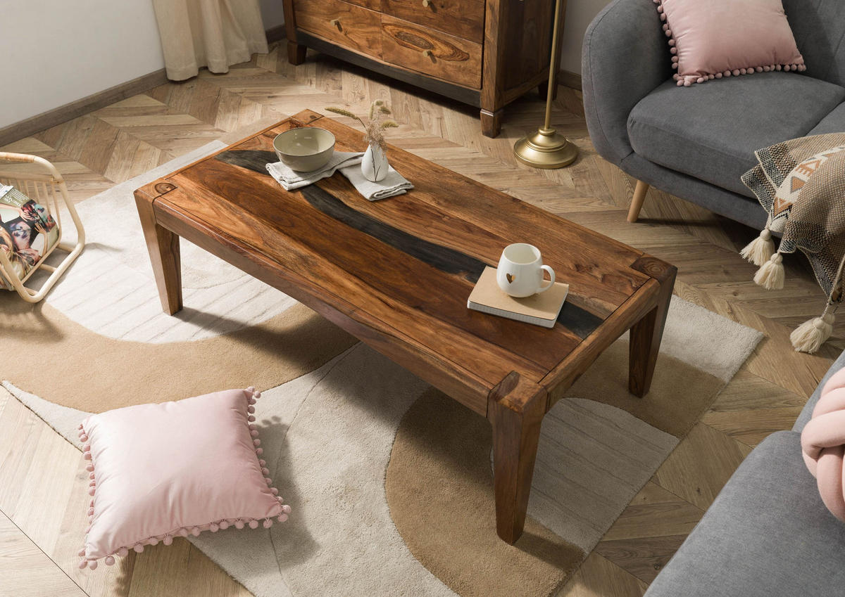 COUCHTISCH Sheesham 120x60x40 dunkelbraun lackiert ANCONA #203 - Dunkelbraun, Holz (120/60/40cm) - Massivmoebel24