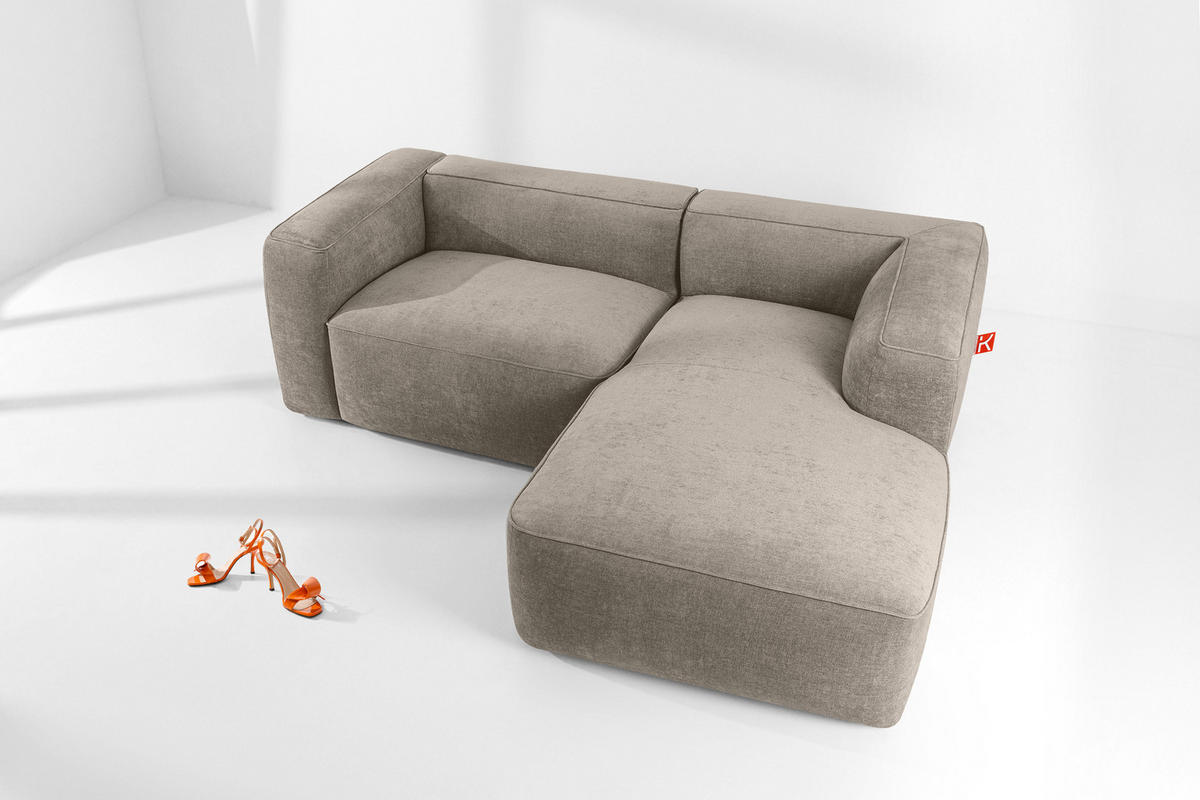 ECKSOFA RECHTS FUBBO, Beige - Beige, Holz/Holzwerkstoff (225/176cm) - KONSIMO®