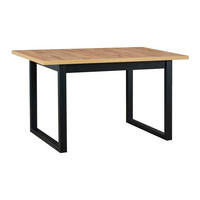 ESSTISCH Ikon 3 M - Eiche Wotan/Schwarz, Holz/Metall (80/140/79cm) - Leaf Design