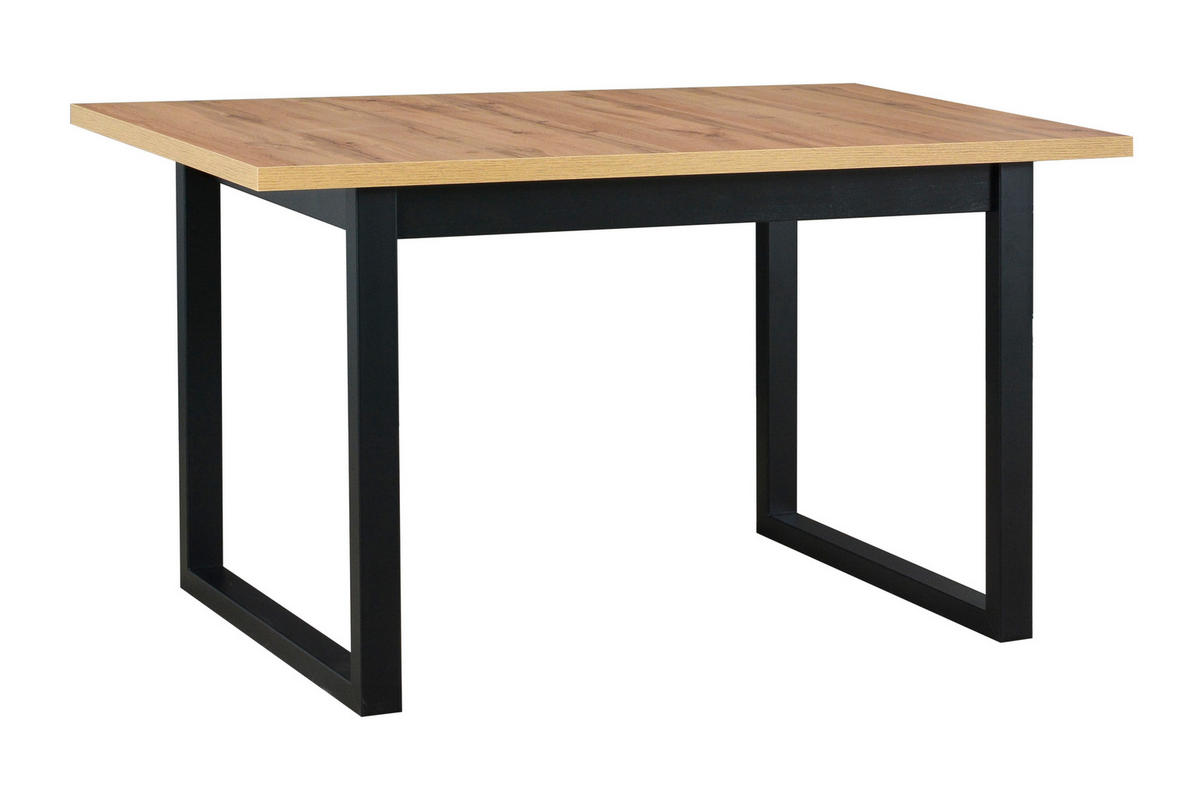 ESSTISCH Ikon 3 M - Eiche Wotan/Schwarz, Holz/Metall (80/140/79cm) - Leaf Design