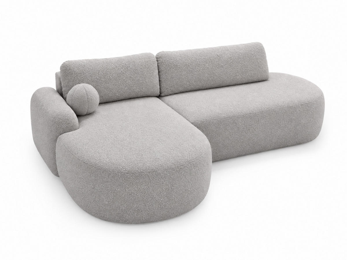 ECKSOFA Aurio O Bouclé-Stoff Grau Links - Grau, Holz/Textil (271/177cm) - Graingold