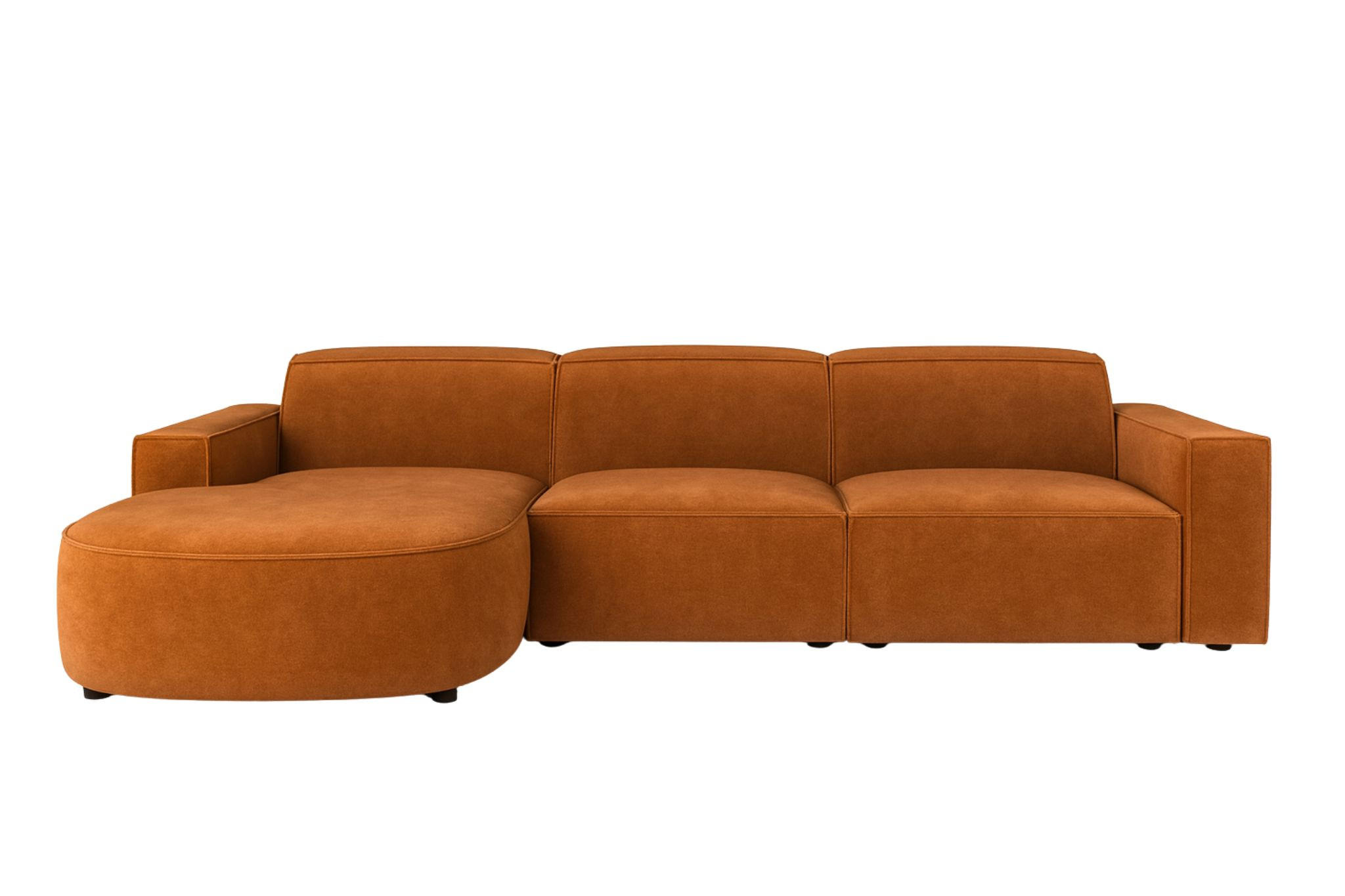 ECKSOFA Cursal Round L-Form, Stoff Salvador, Braun, Links - Braun, Holz (284/166cm) - Kaiser Möbel